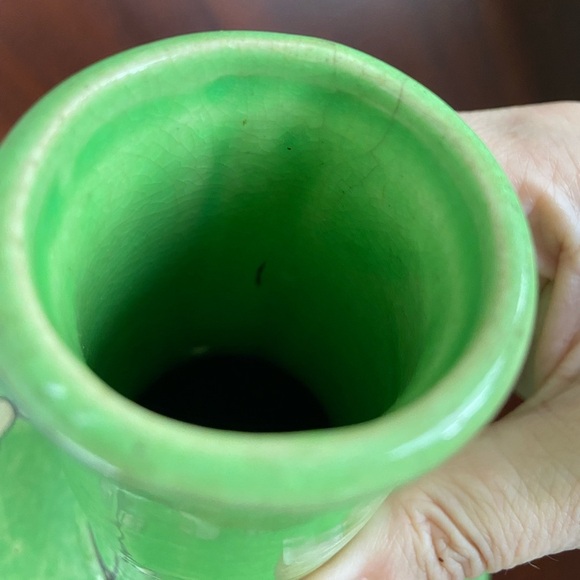 Vintage Green Floral Sakura Cherry Blossom Ceramic Vase Made In Japan Beautiful - Picture 6 of 11